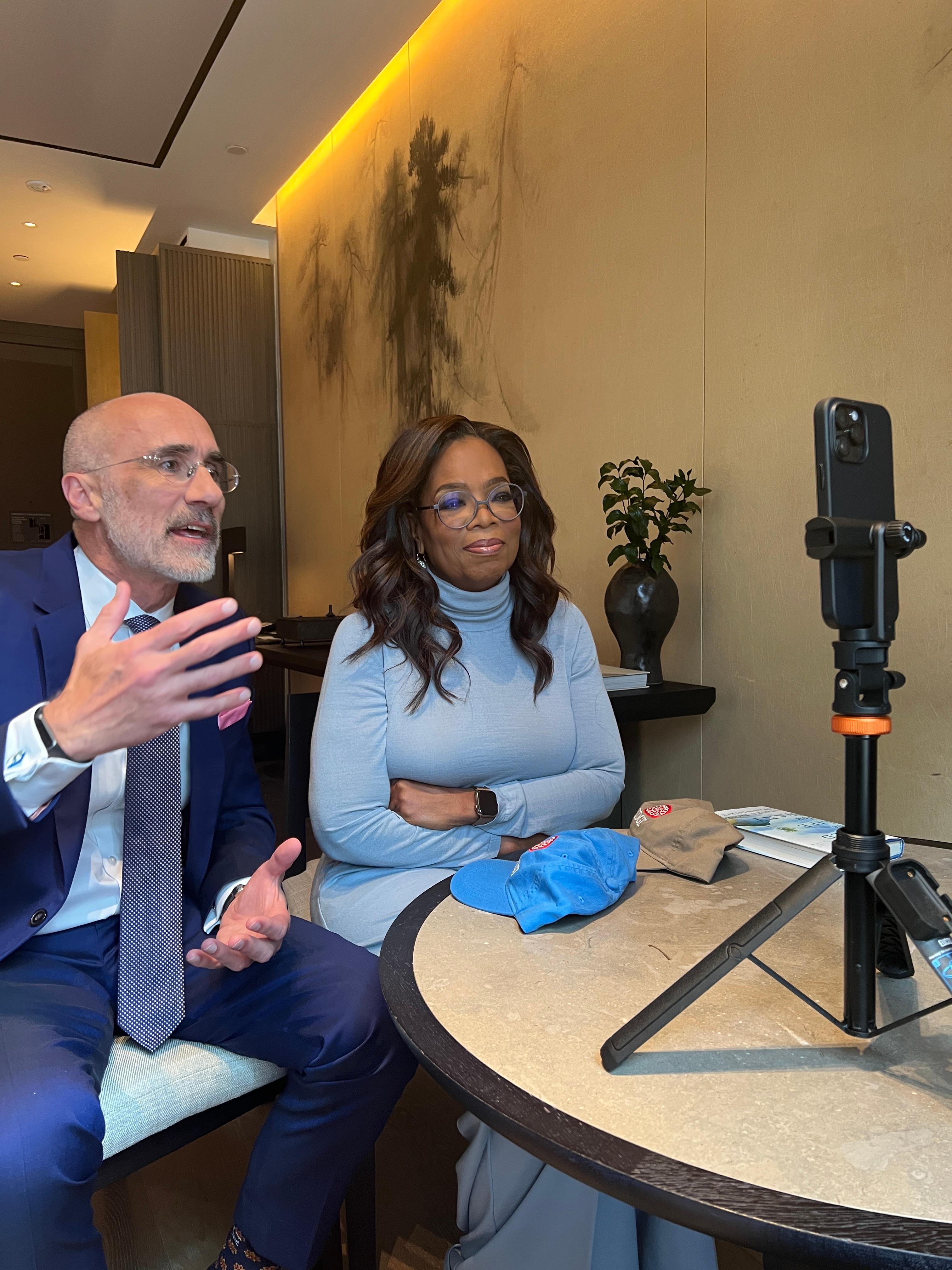 Oprah and Arthur participate in an Instagram Live with Maria Shriver